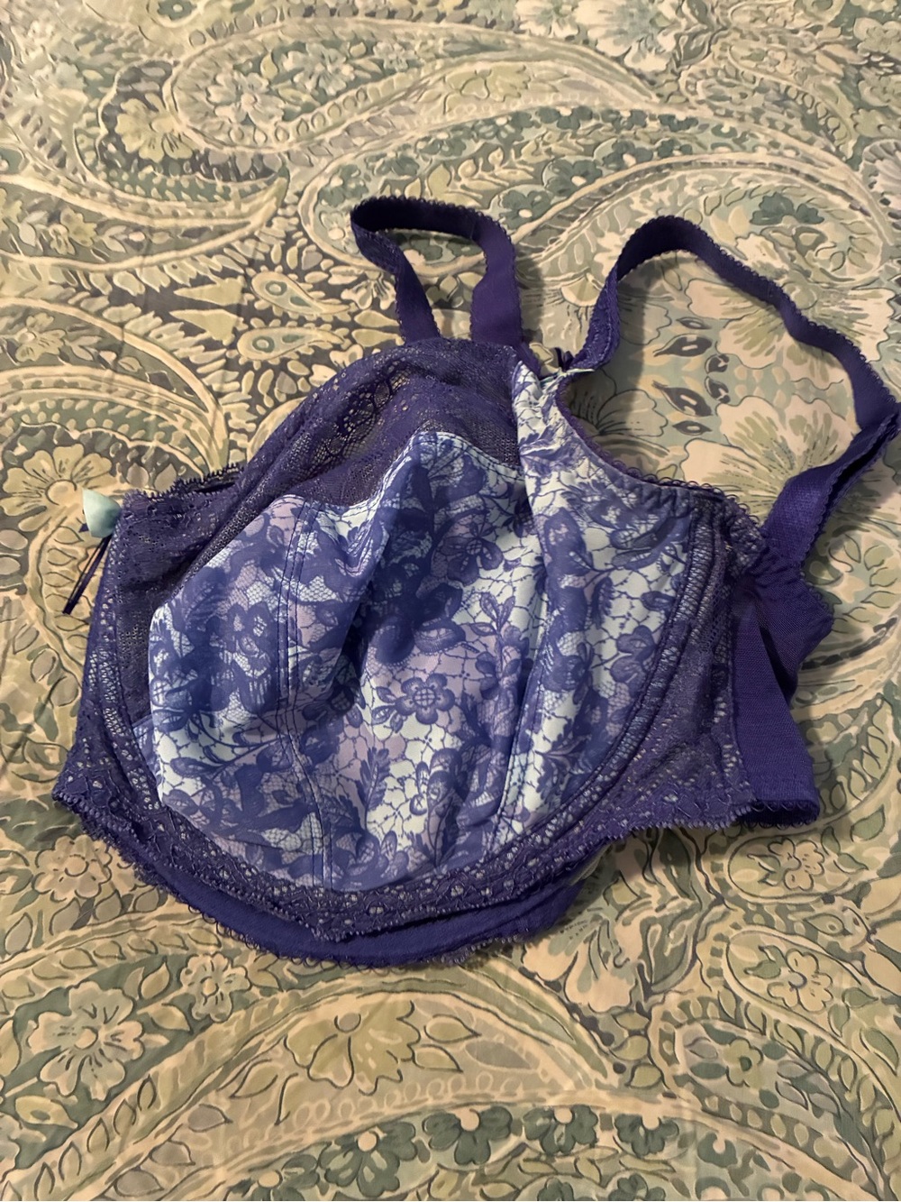 Fantasie Blue Floral sz34 K Underwire Bra Side Support - Women's Intimates